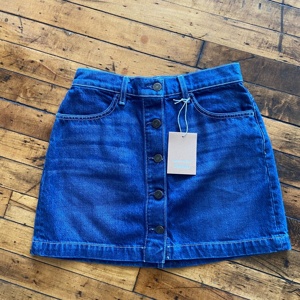 NWT Reformation Alison Denim Skirt - Sold Out!